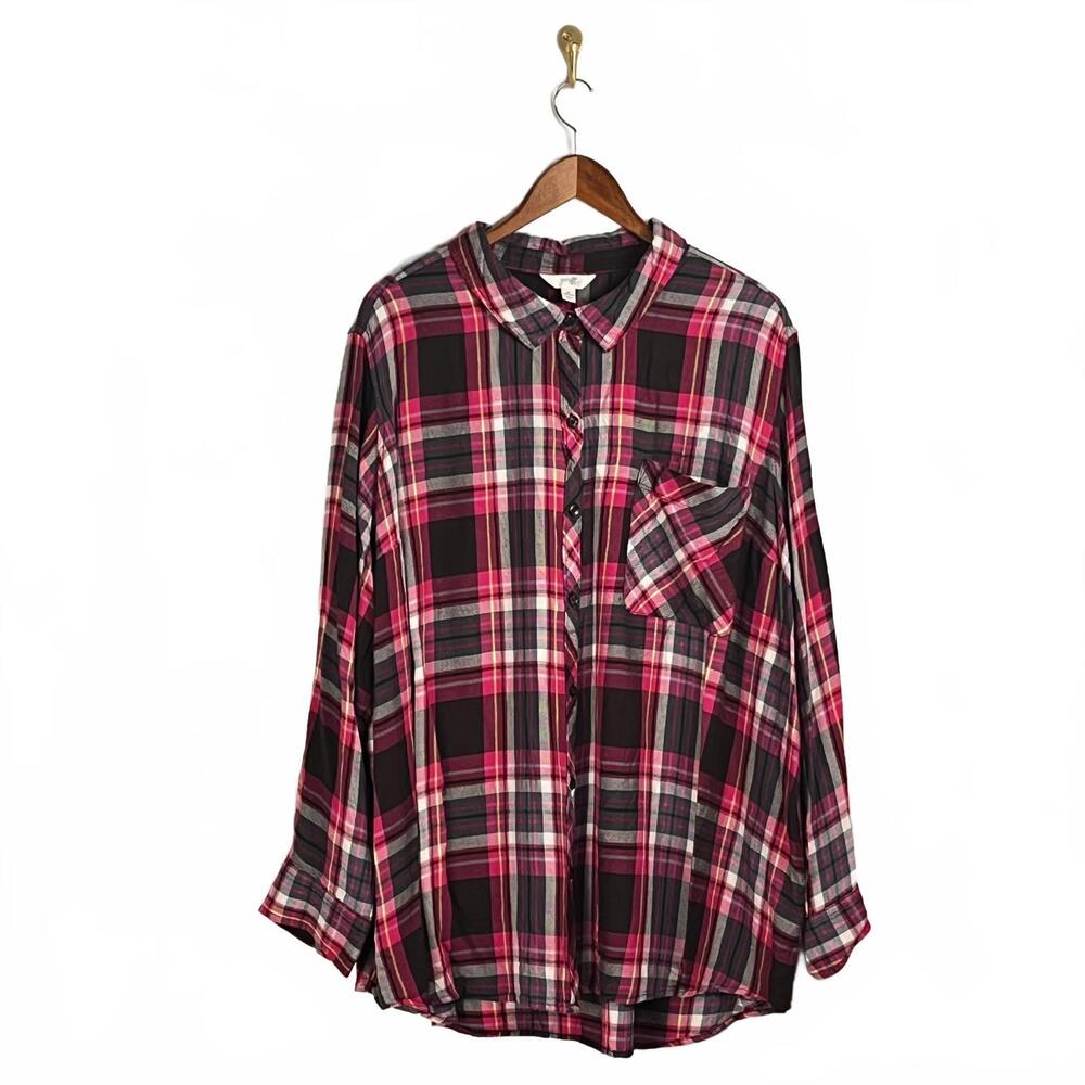 Terraksy Women's Plaid Button-Up Shirt
